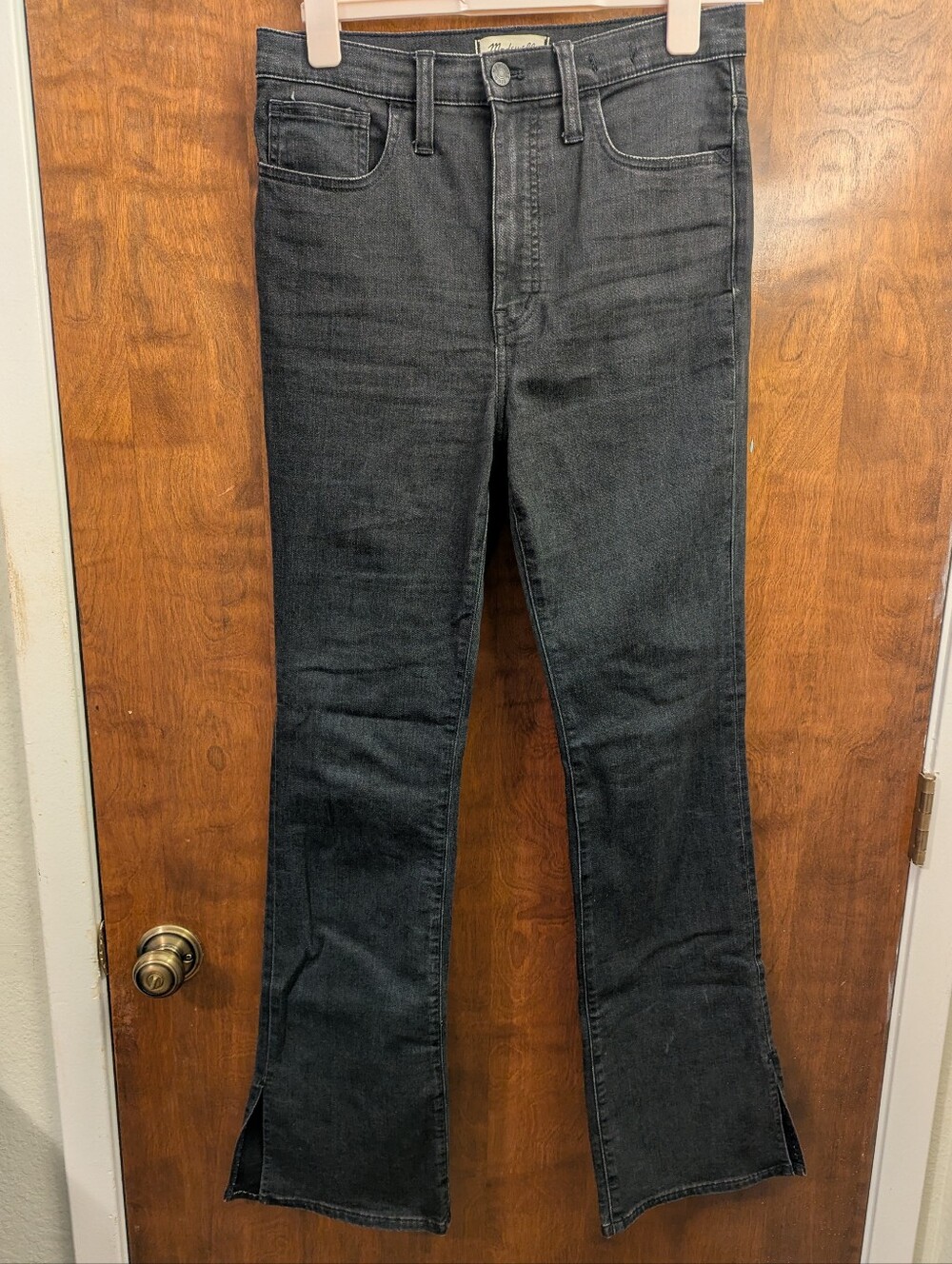 Madewell Black Flare Jeans with Split Hem